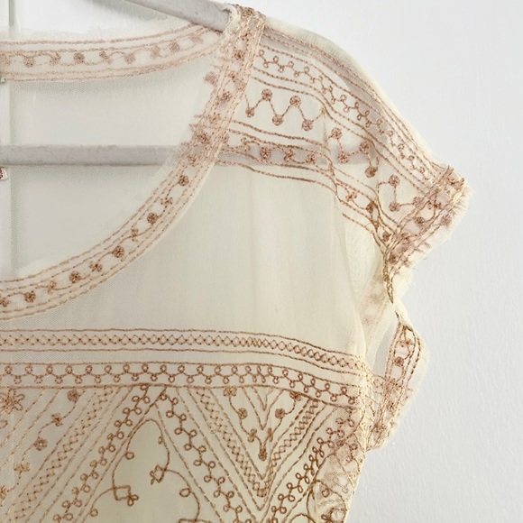♥️ Free People The Vicki Embroidered Sheer Top - Picture 8 of 9